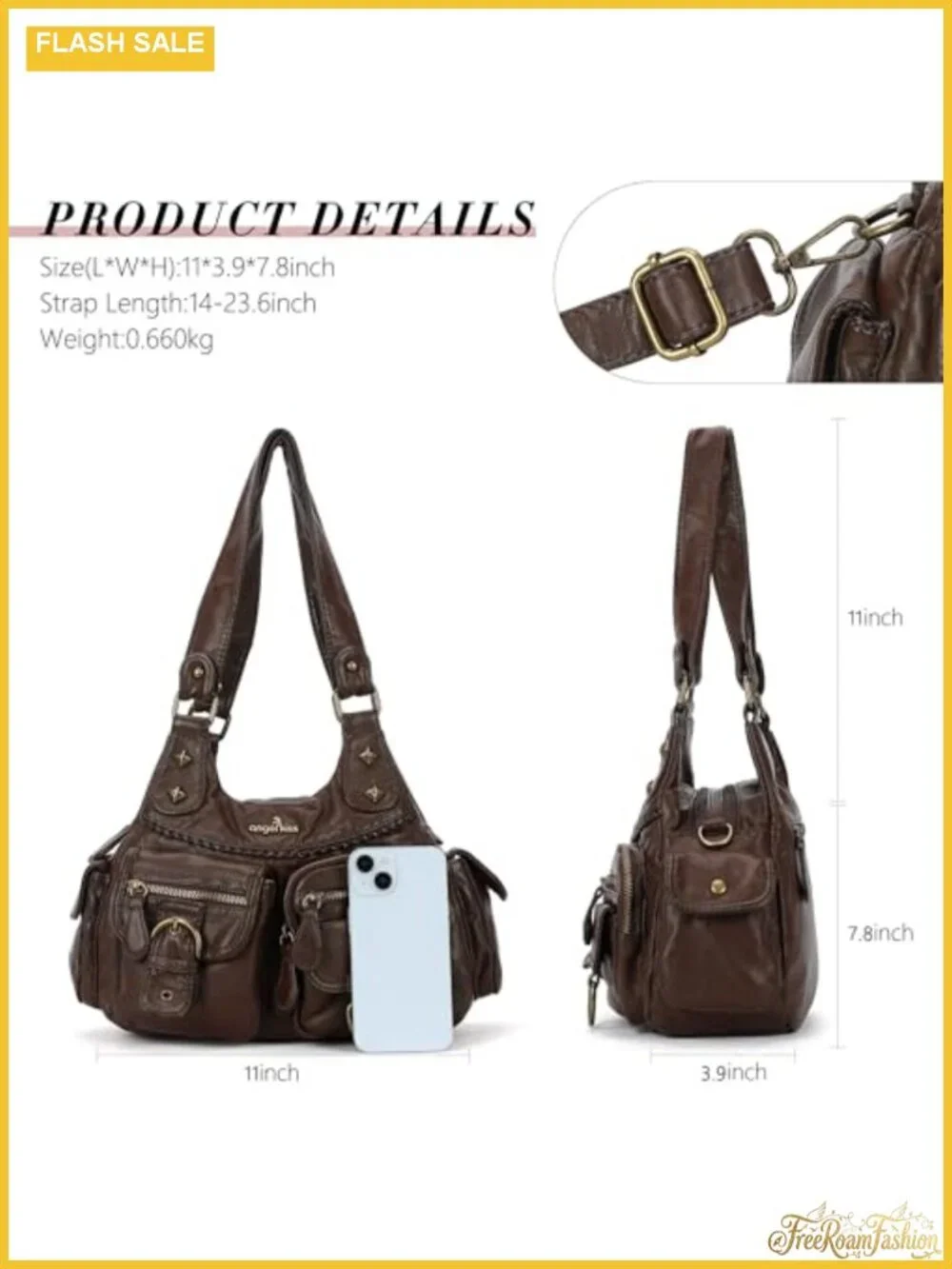 Vegan Leather Hobo Bag Women Shoulder Crossbody Purse with Pockets